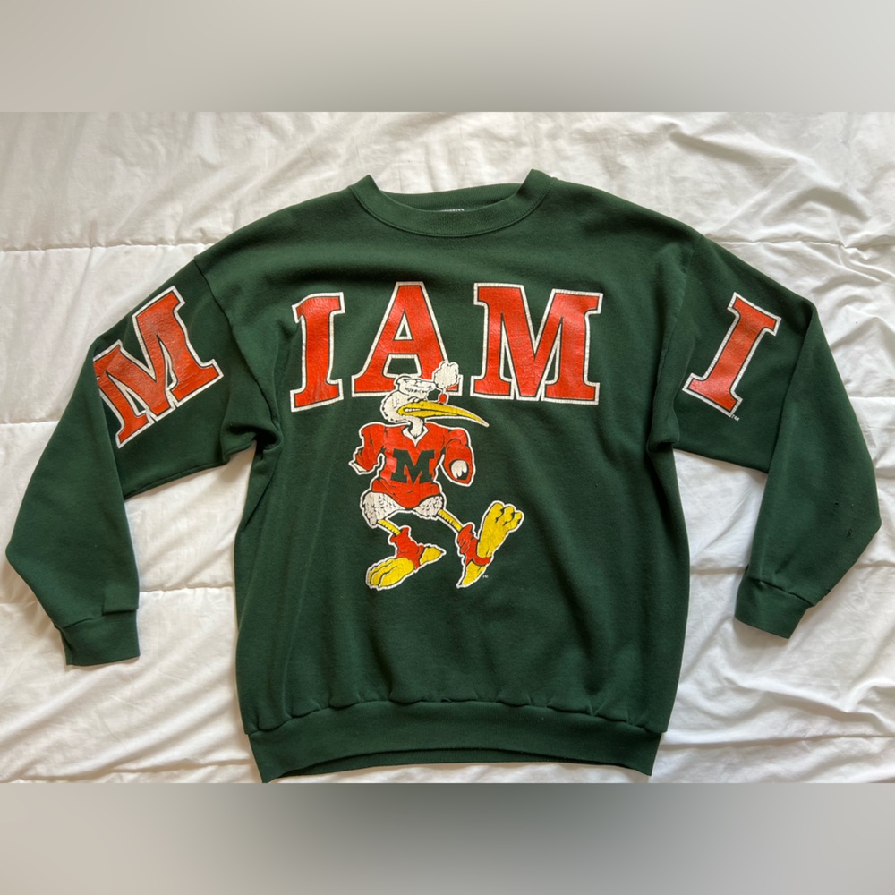Vintage 90’s Miami hurricanes spell out sweater